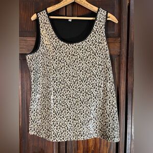 NY Collection Animal Print Tank Top‎ sequins large